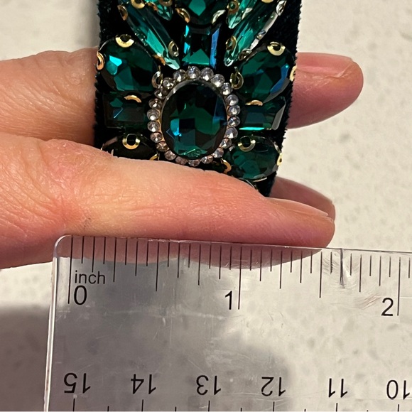 Emerald‎ green color rhinestones Headband - Picture 9 of 12